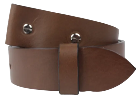 1.5" Wide Brown Leather Belt Strap Replacement with Chicago Screws