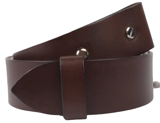 2 Inch Wide (50mm) Chestnut Leather Belt Strap Made to Measure Chicago Screws