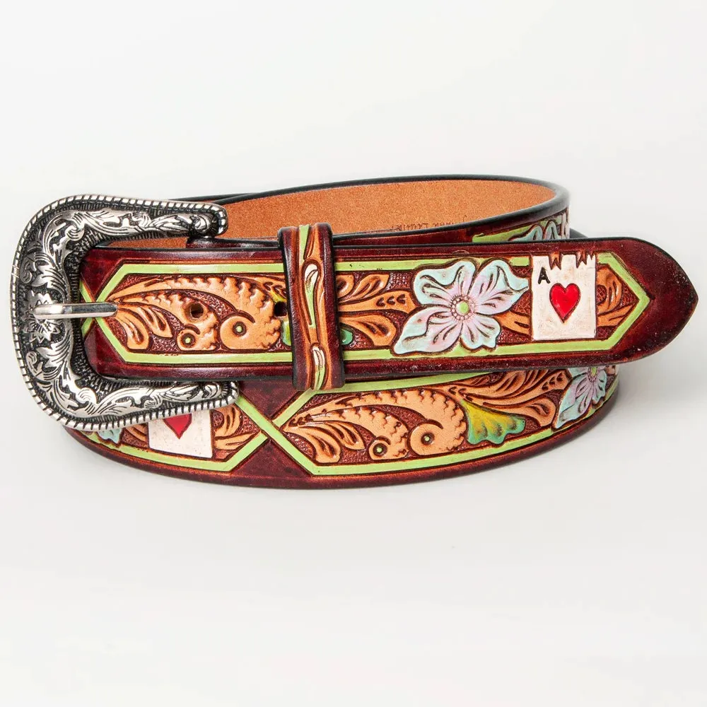 Ace Up Your Sleeve Hand Tooled Leather Belt