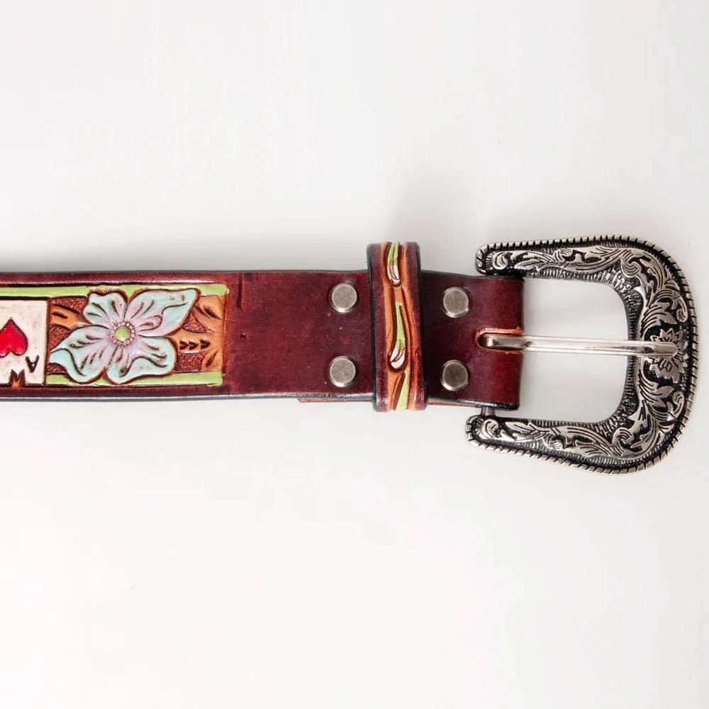 Ace Up Your Sleeve Hand Tooled Leather Belt