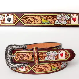 Ace Up Your Sleeve Hand Tooled Leather Belt