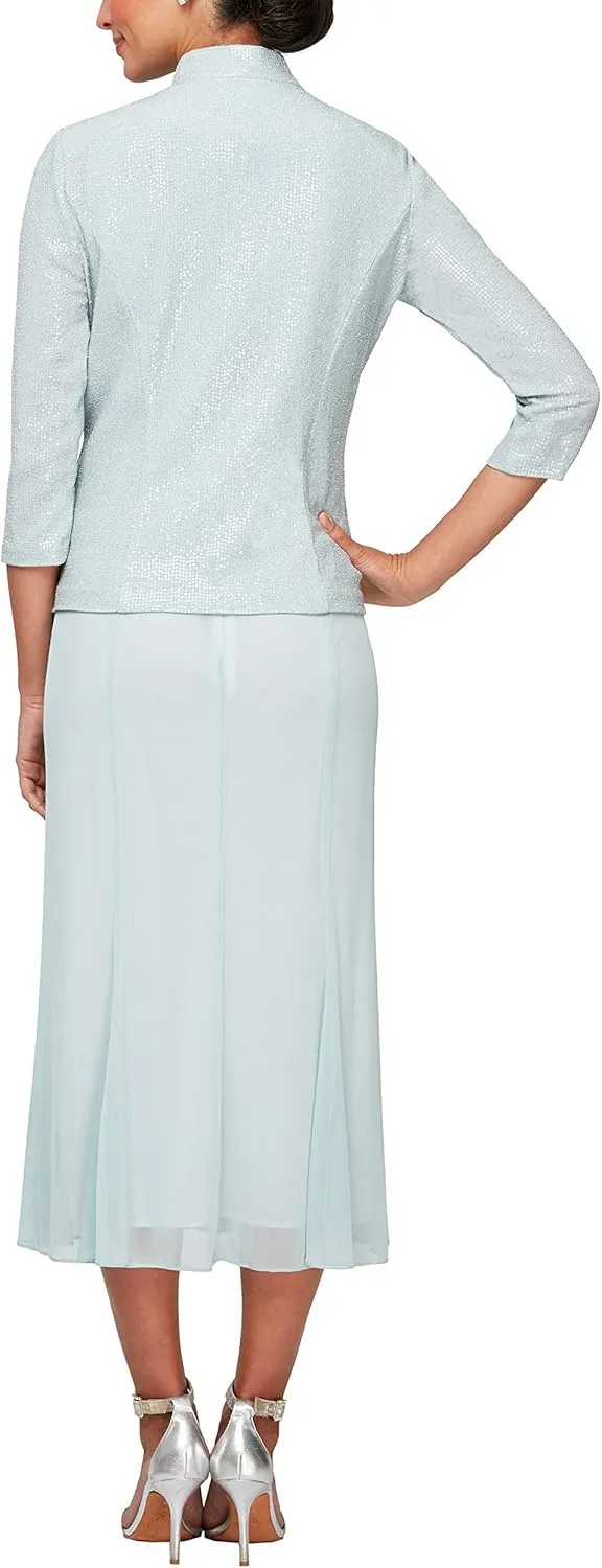 Alex Evenings Women's Tea Length Jacket Dress, Perfect for Weddings, Formal Events (Petite and Regular Sizes)
