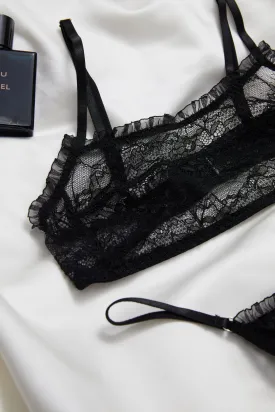 Black Lace Bralette Set