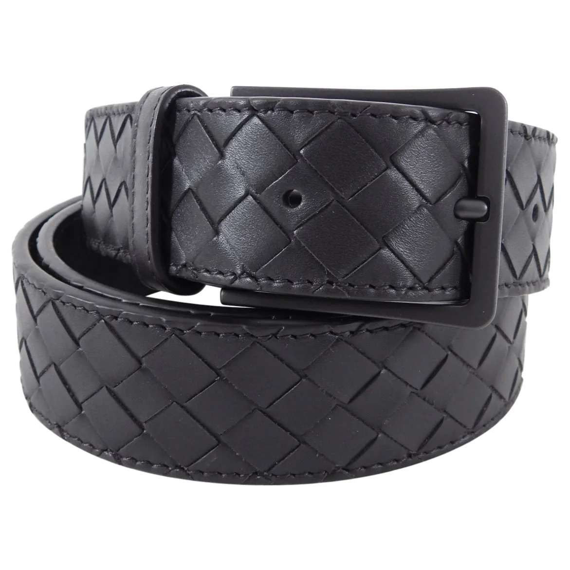 Bottega Dark Brown Intrecciato Leather Woven Belt - 100/40