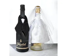Bride & Groom Tuxedo Bottle Covers