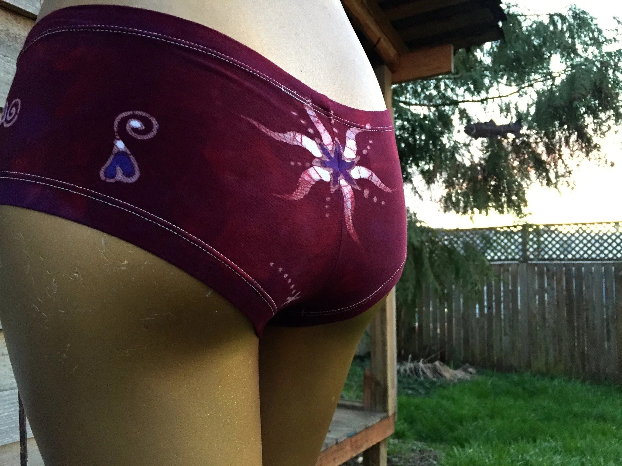 Burgundy Batik Boyshort Undies