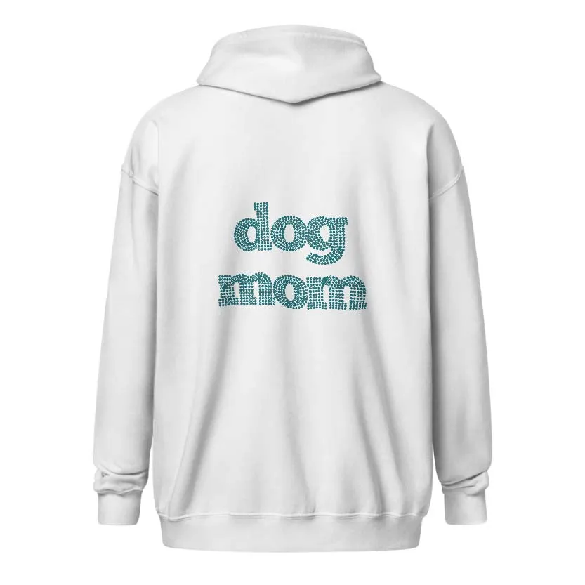 Dog Mom Crystal Zippered Hoodie | Crystal Design on Back