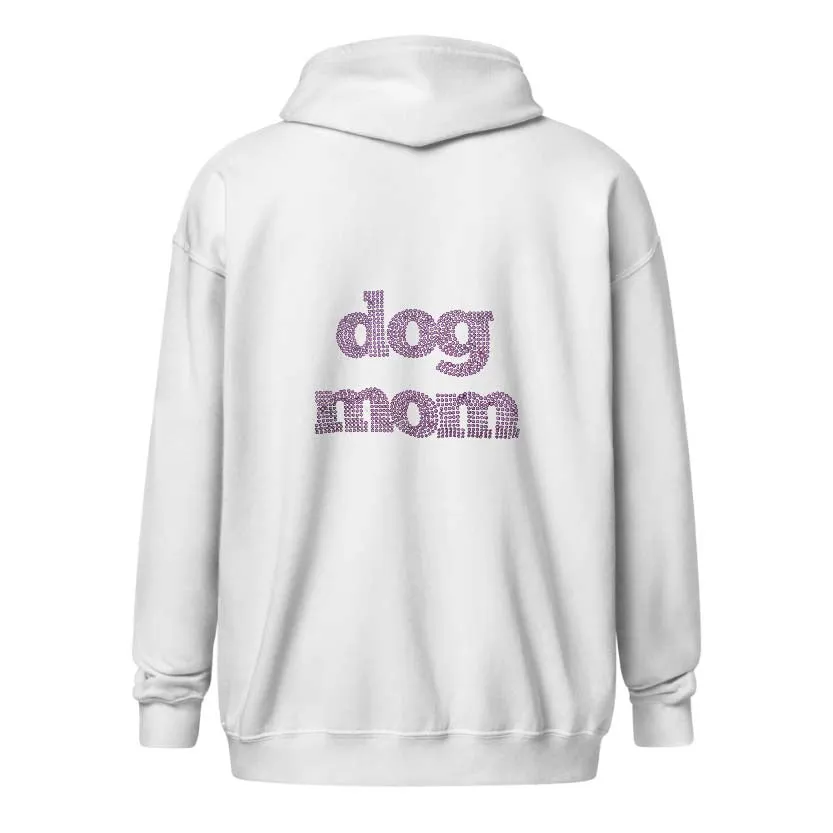 Dog Mom Crystal Zippered Hoodie | Crystal Design on Back