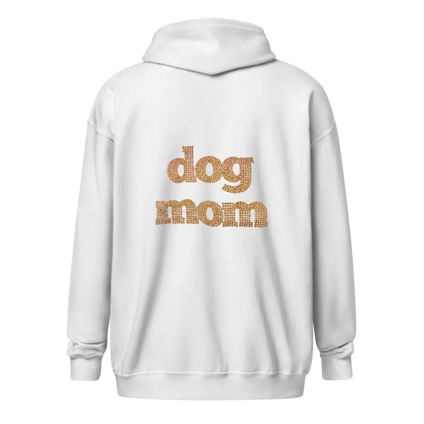 Dog Mom Crystal Zippered Hoodie | Crystal Design on Back