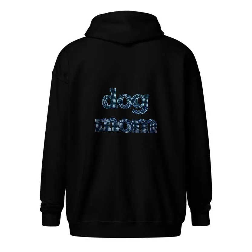 Dog Mom Crystal Zippered Hoodie | Crystal Design on Back