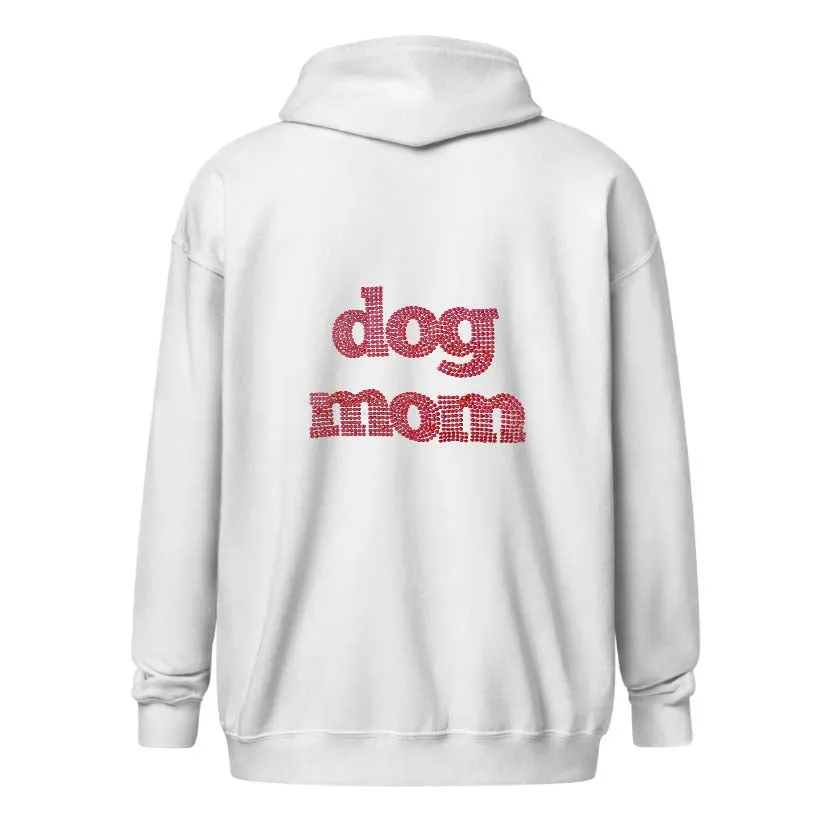 Dog Mom Crystal Zippered Hoodie | Crystal Design on Back