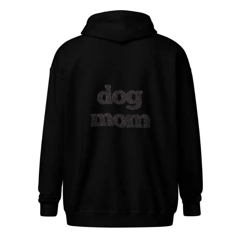 Dog Mom Crystal Zippered Hoodie | Crystal Design on Back