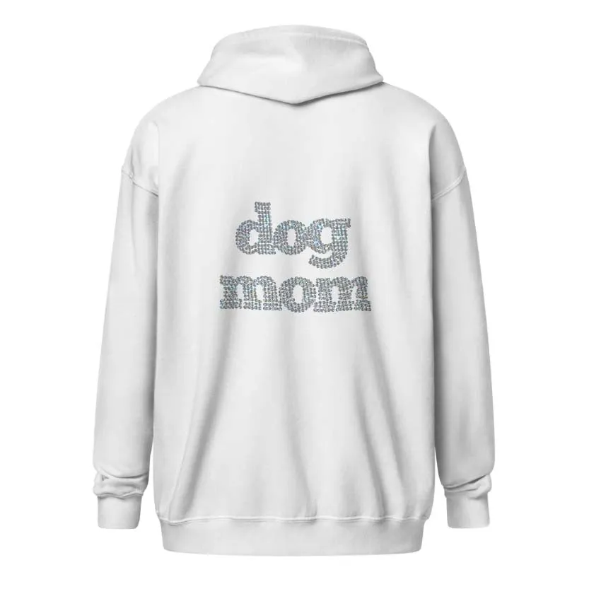Dog Mom Crystal Zippered Hoodie | Crystal Design on Back