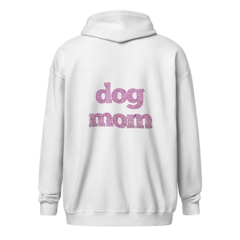 Dog Mom Crystal Zippered Hoodie | Crystal Design on Back