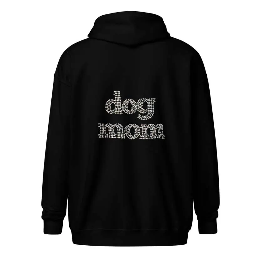 Dog Mom Crystal Zippered Hoodie | Crystal Design on Back