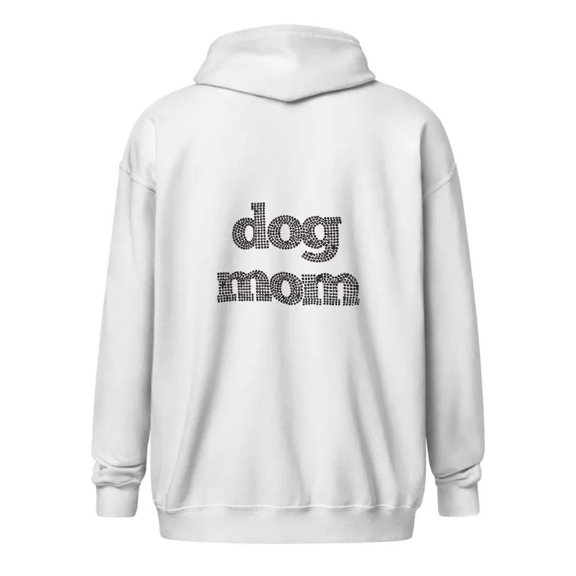 Dog Mom Crystal Zippered Hoodie | Crystal Design on Back