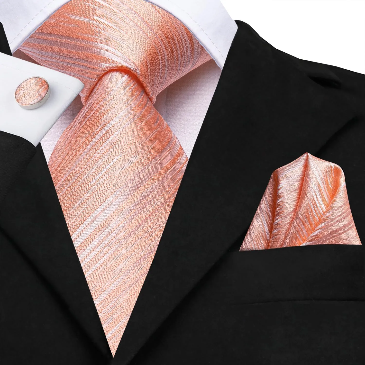 Dubulle Mens Paisley Striped Tie and Handkerchief Cufflinks Tie Set for Men Wedding Business Formal
