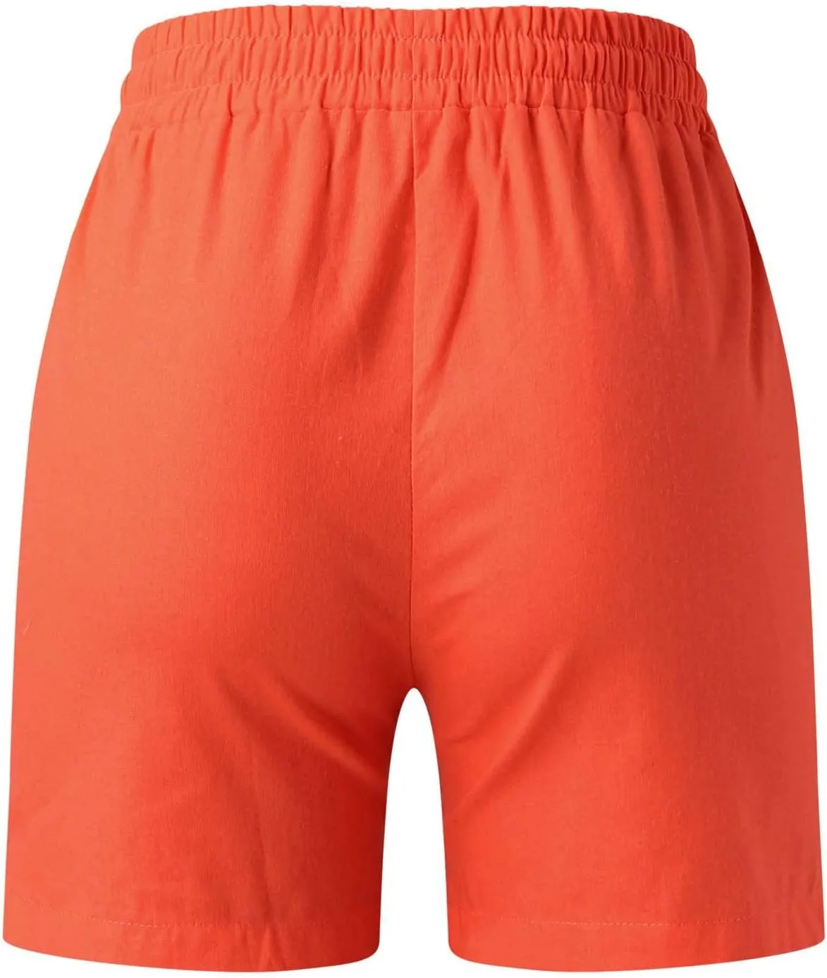 Elastic Waist Casual Shorts for Women Comfy High Waisted Drawstring Summer Solid Color Beach Shorts with Pockets