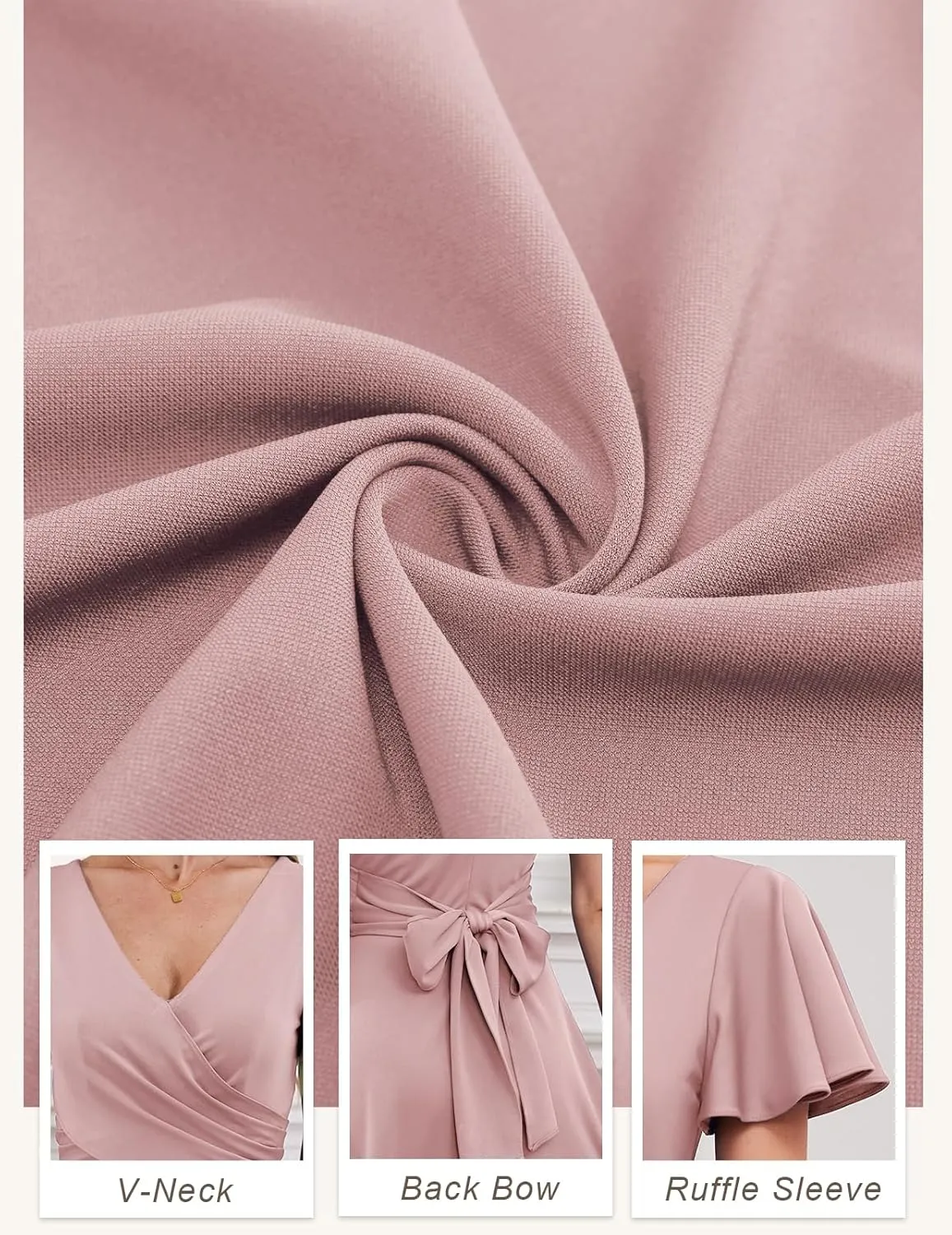 Gardenwed Womens Cocktail Dress Wedding Guest Semi Formal Wrap V Neck Short Sleeve Ruched A Line Midi Dresses with Belt