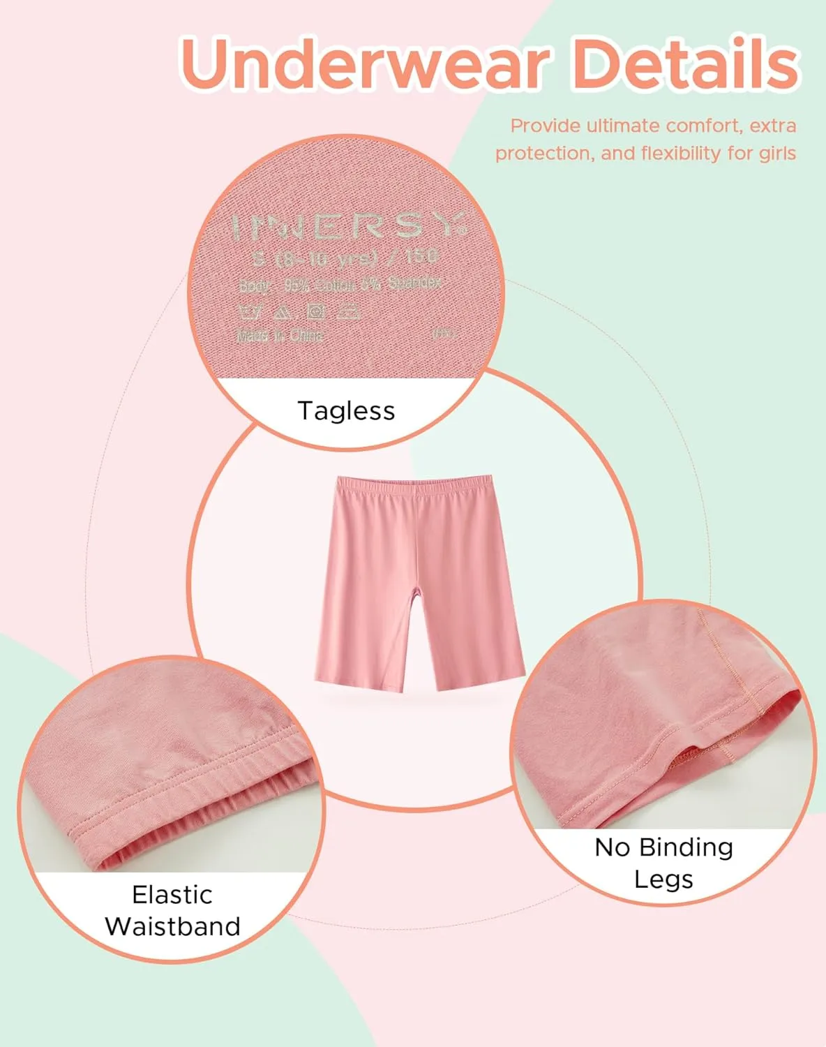 INNERSY Teen Girls Dance Bike Shorts Cotton Under Dress Shorts for Size 8-16 Pack of 3