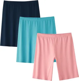 INNERSY Teen Girls Dance Bike Shorts Cotton Under Dress Shorts for Size 8-16 Pack of 3