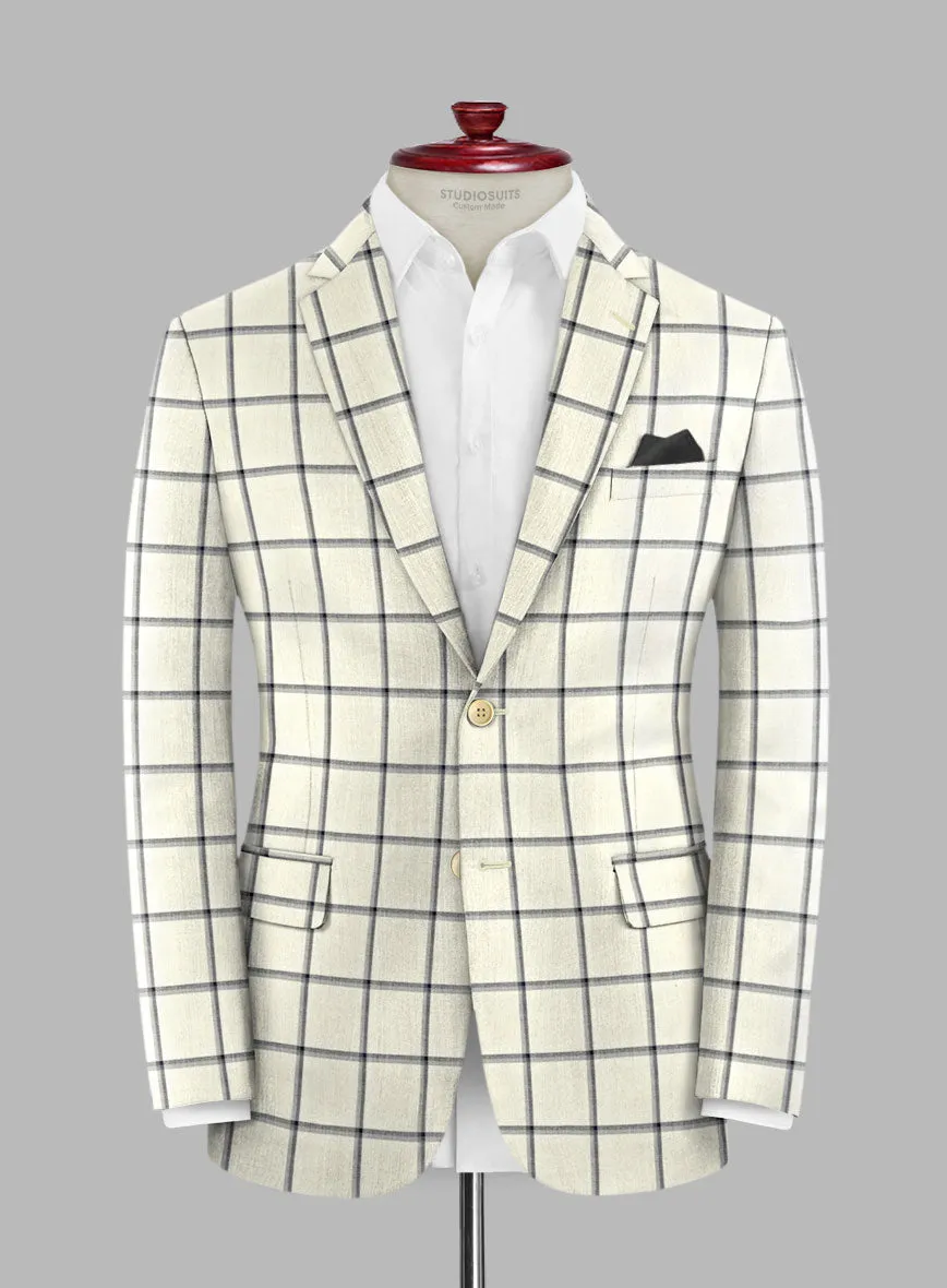 Italian Murano Recamo Ivory Wool Linen Silk Suit