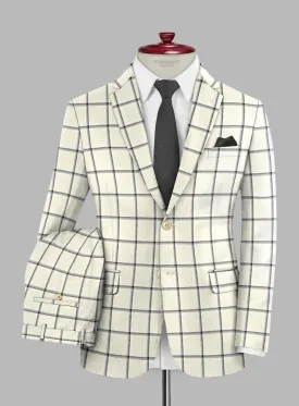 Italian Murano Recamo Ivory Wool Linen Silk Suit