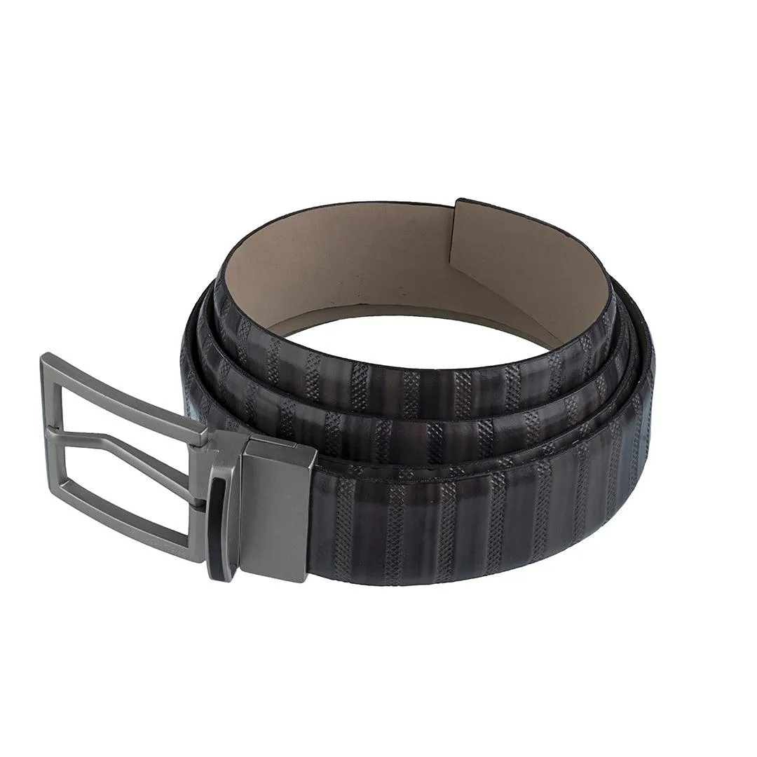 Italian VT Stripe | Genuine Leather Wallet and Belt Gift Set | Wallet and Belt Combo | Plus Size Mens Belts | Colour: Grey