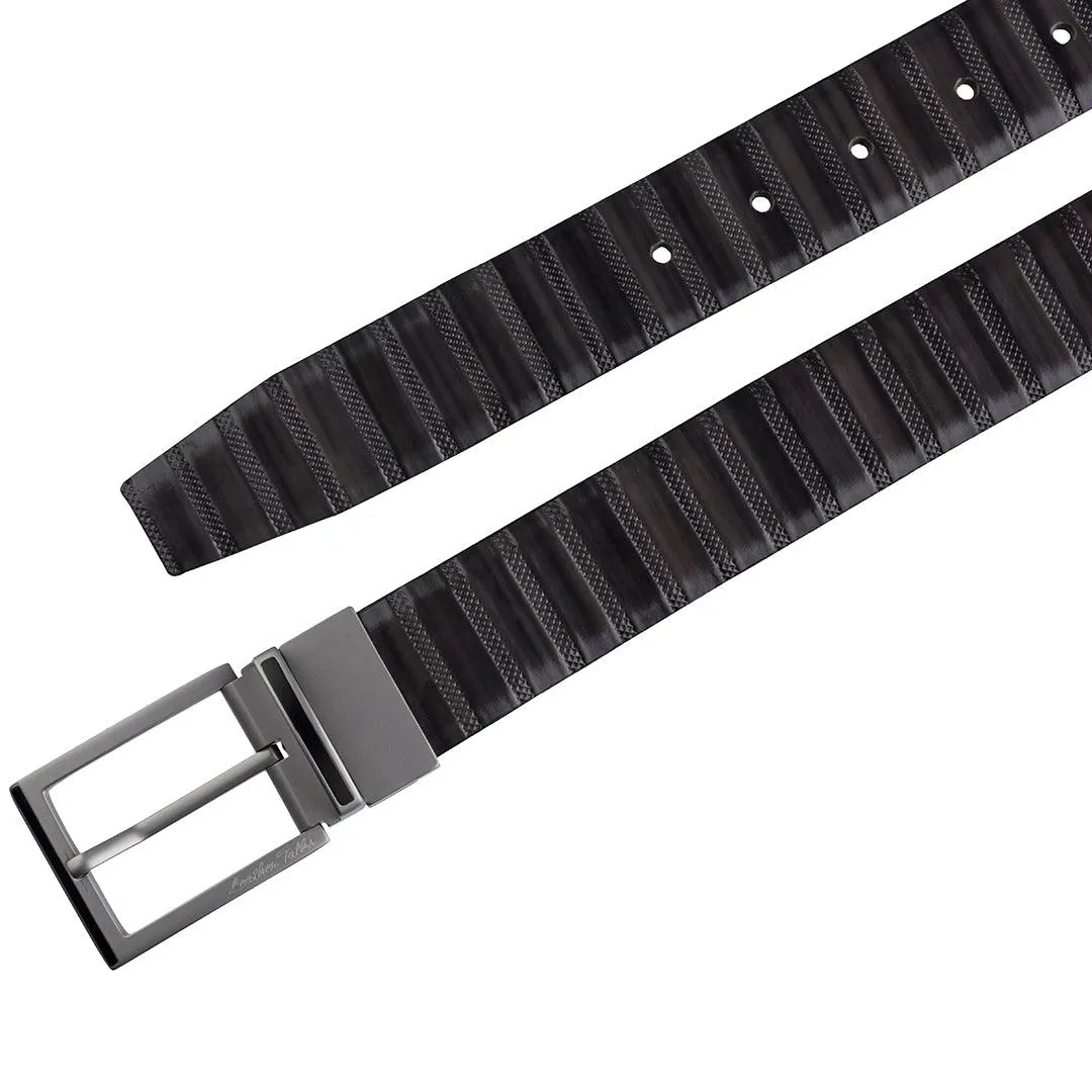 Italian VT Stripe | Genuine Leather Wallet and Belt Gift Set | Wallet and Belt Combo | Plus Size Mens Belts | Colour: Grey