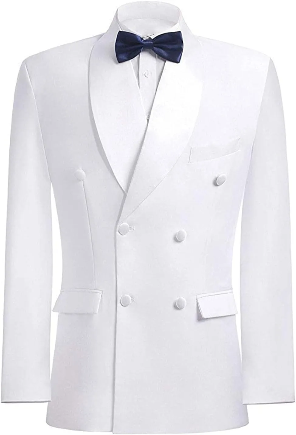 Kromoc Men's Jacket Shawl Lapel Double Breasted Buttons Suit Blazer Casual Travel Business