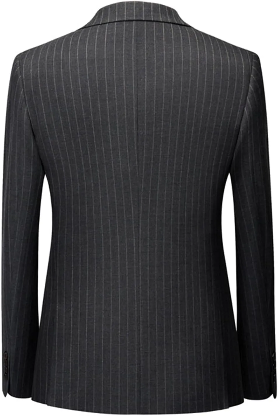 Kromoc Men's Stripe Suit Blazer Double Breasted Buttons Peak Lapel Formal Casual Dinner
