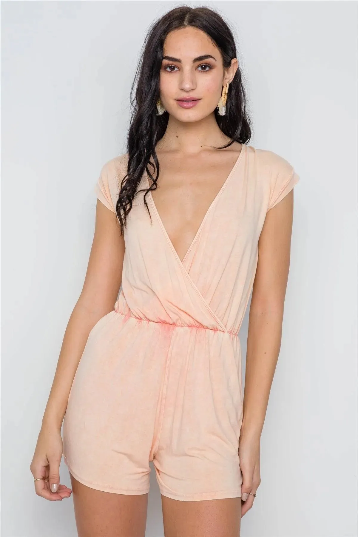 Light Peach Plunging Neckline Romper /2-2-1