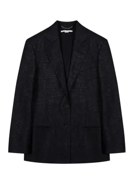 Lurex Wool Slim Fit Tailored Blazer (Black)