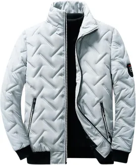 Men's Padded Jackets Winter Full Zipper Fleece Outwear Casual Windproof Bomber Varsity Coat