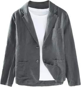Men's Spring Summer Jacket  Casual Cotton Linen Blazer Loose Fit Lightweight Suit For Men