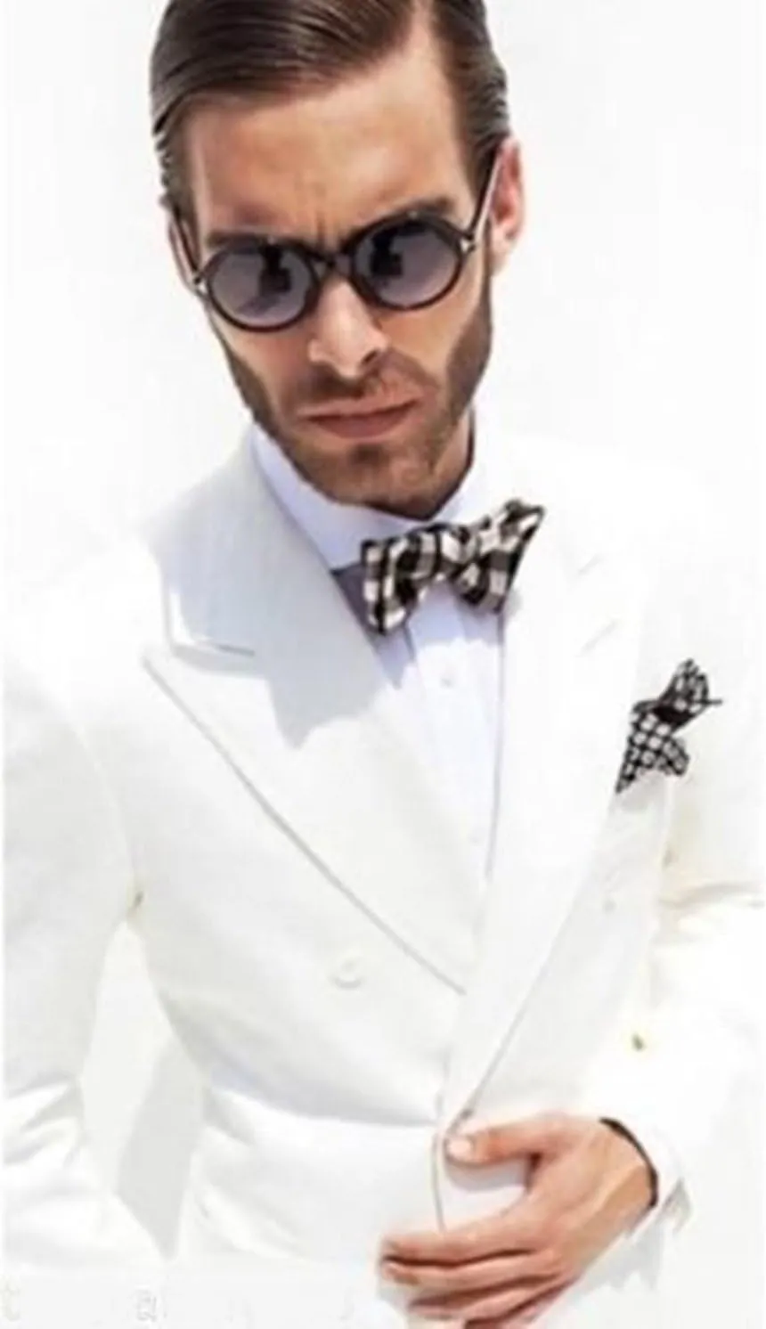 Men's Suit Blazer Linen Coat Double Breasted Buttons Peak Lapel Office Groomsmen Daily Jacket
