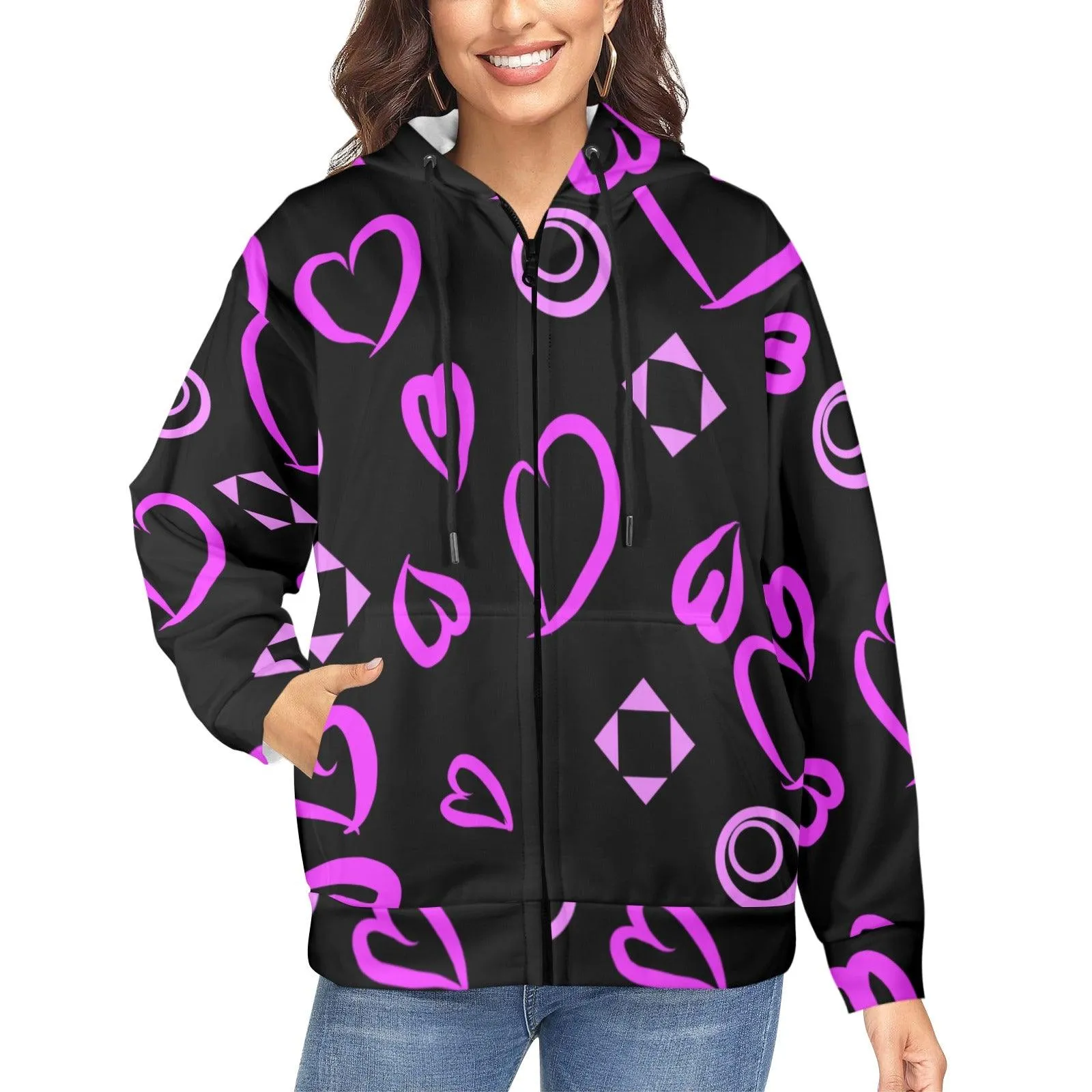 Miniaday Designs Zippered Hoodies for Women Multiple Designs