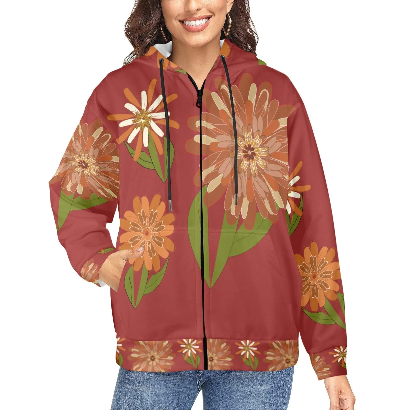 Miniaday Designs Zippered Hoodies for Women Multiple Designs