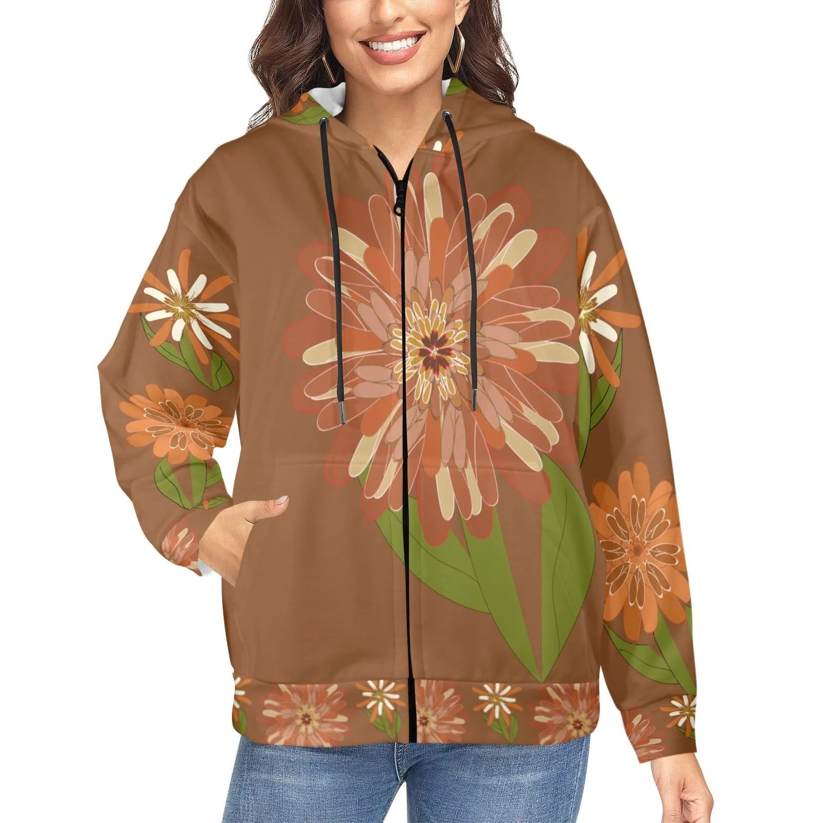 Miniaday Designs Zippered Hoodies for Women Multiple Designs