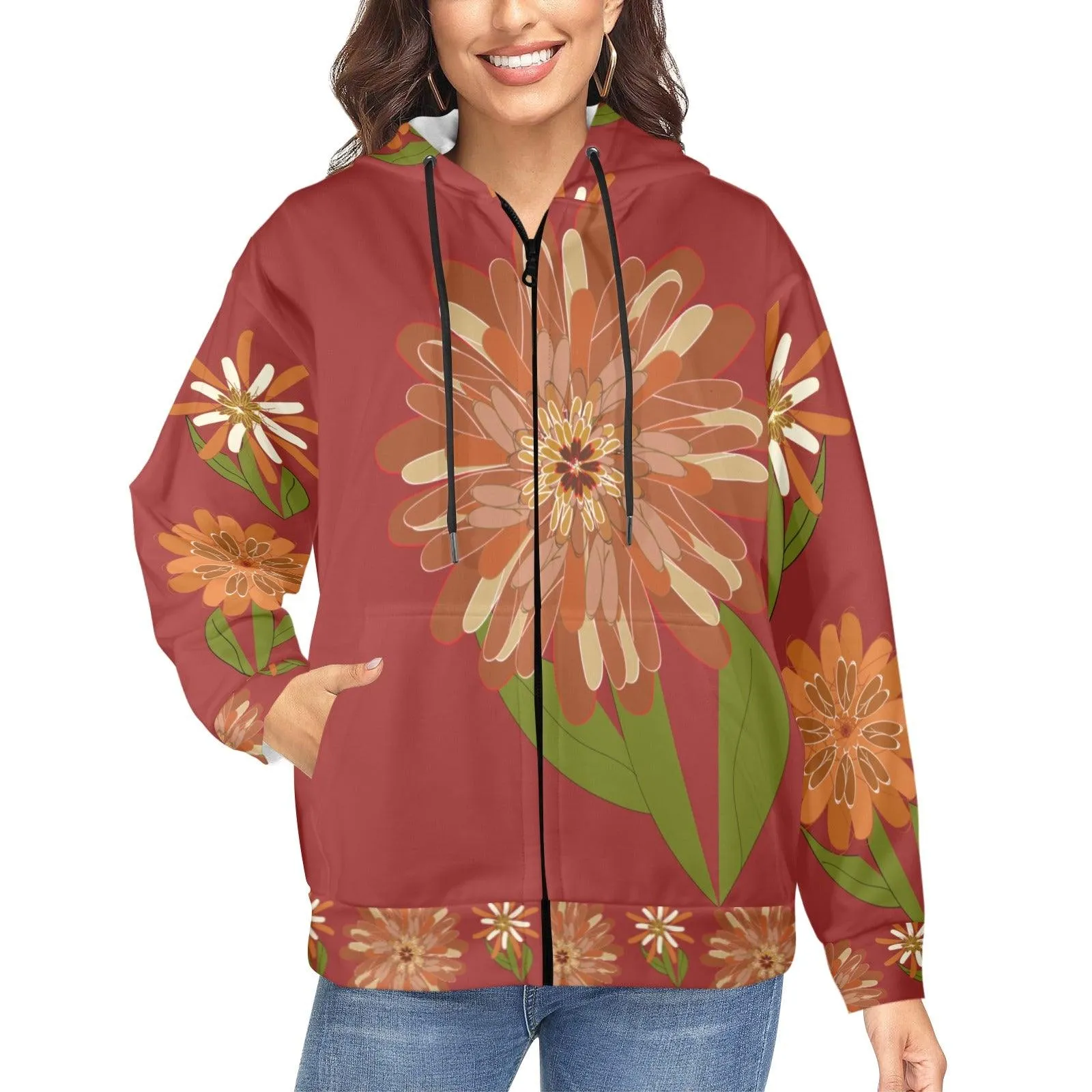 Miniaday Designs Zippered Hoodies for Women Multiple Designs