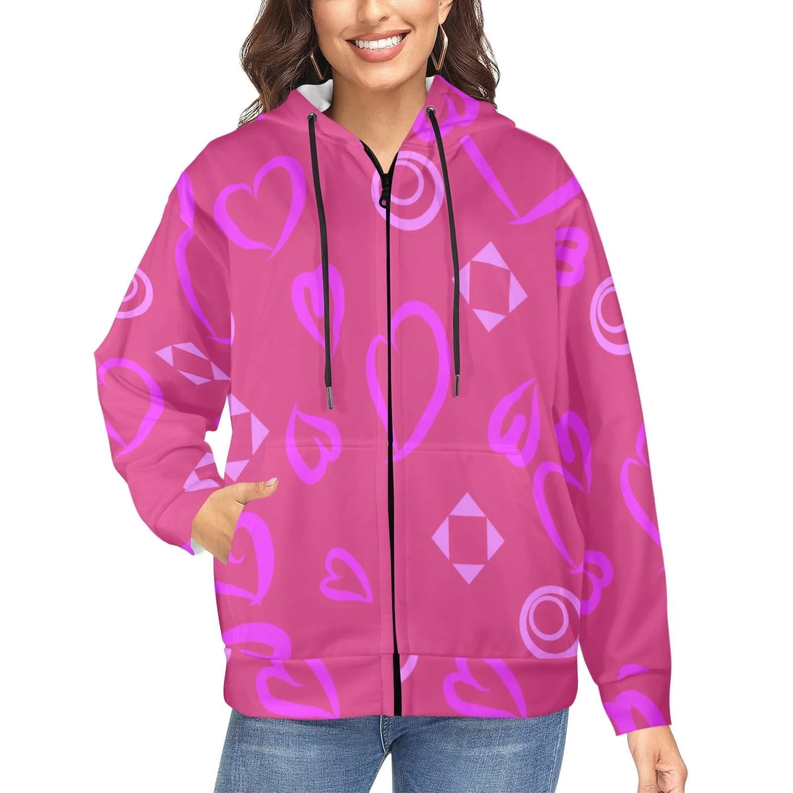 Miniaday Designs Zippered Hoodies for Women Multiple Designs