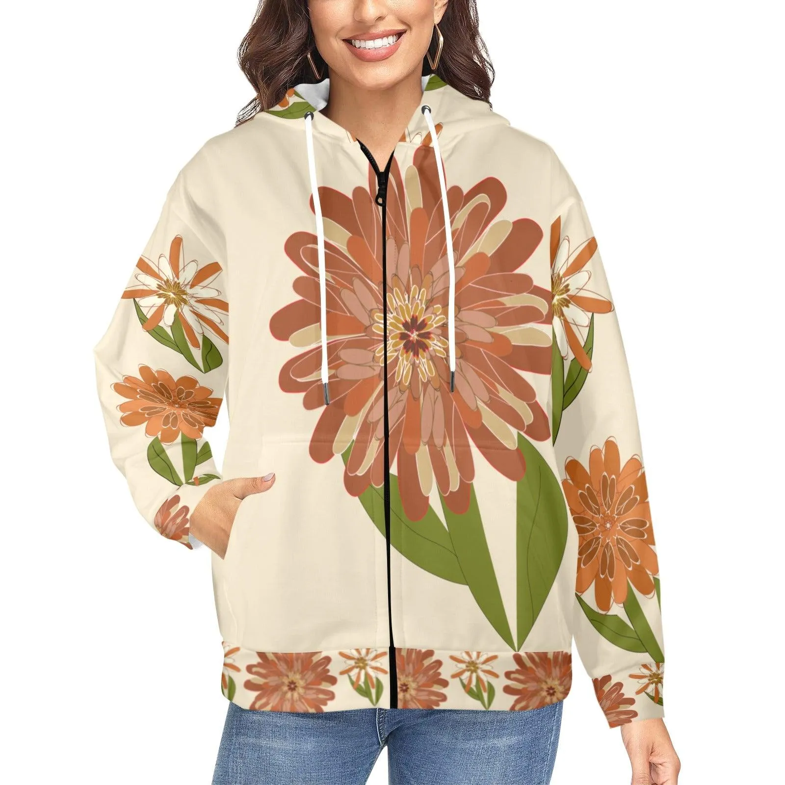 Miniaday Designs Zippered Hoodies for Women Multiple Designs