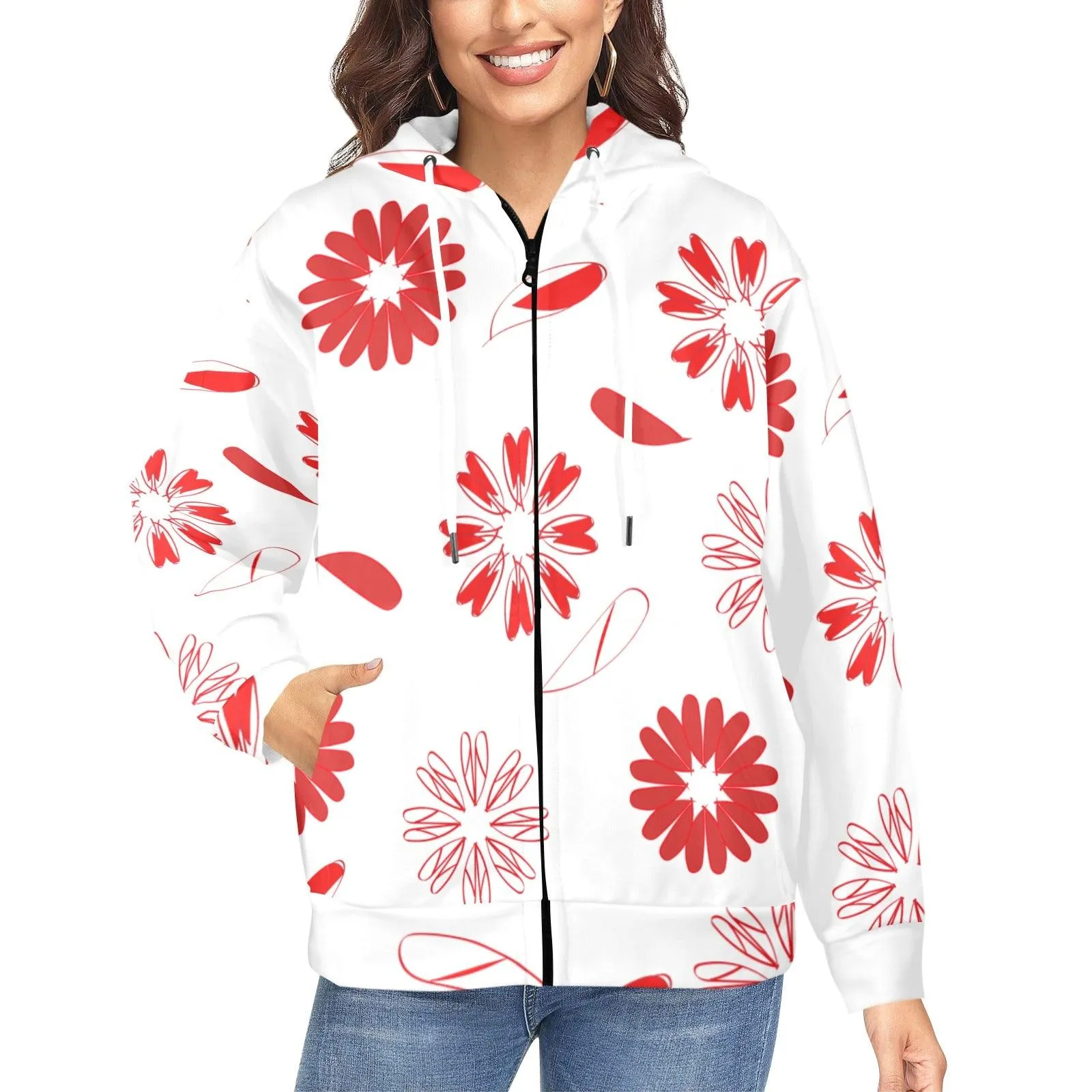 Miniaday Designs Zippered Hoodies for Women Multiple Designs