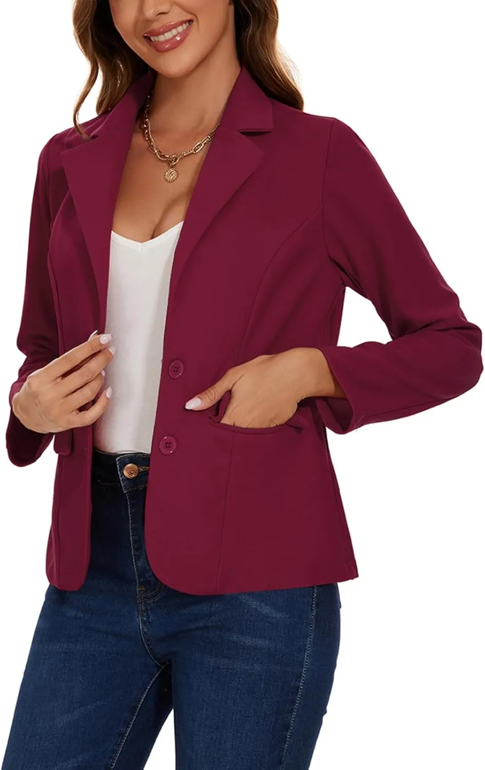 MINTLIMIT Blazers for Women Business Casual Long Sleeve Notched Lapel Button Work Office Blazers Jackets with Pockets