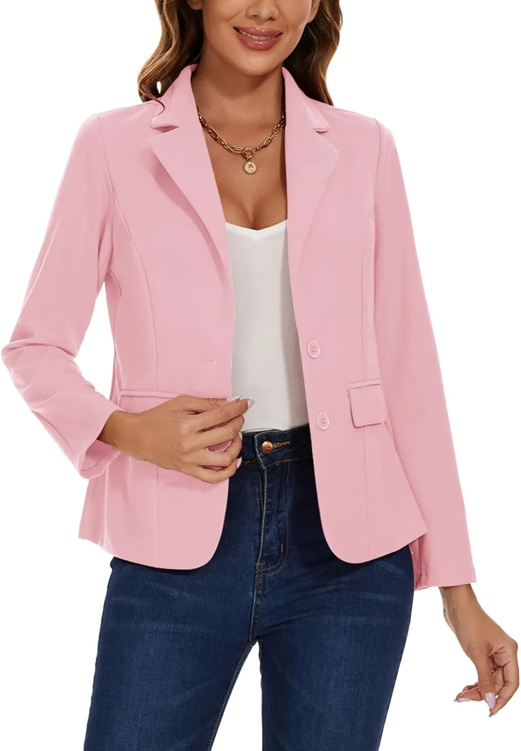 MINTLIMIT Blazers for Women Business Casual Long Sleeve Notched Lapel Button Work Office Blazers Jackets with Pockets