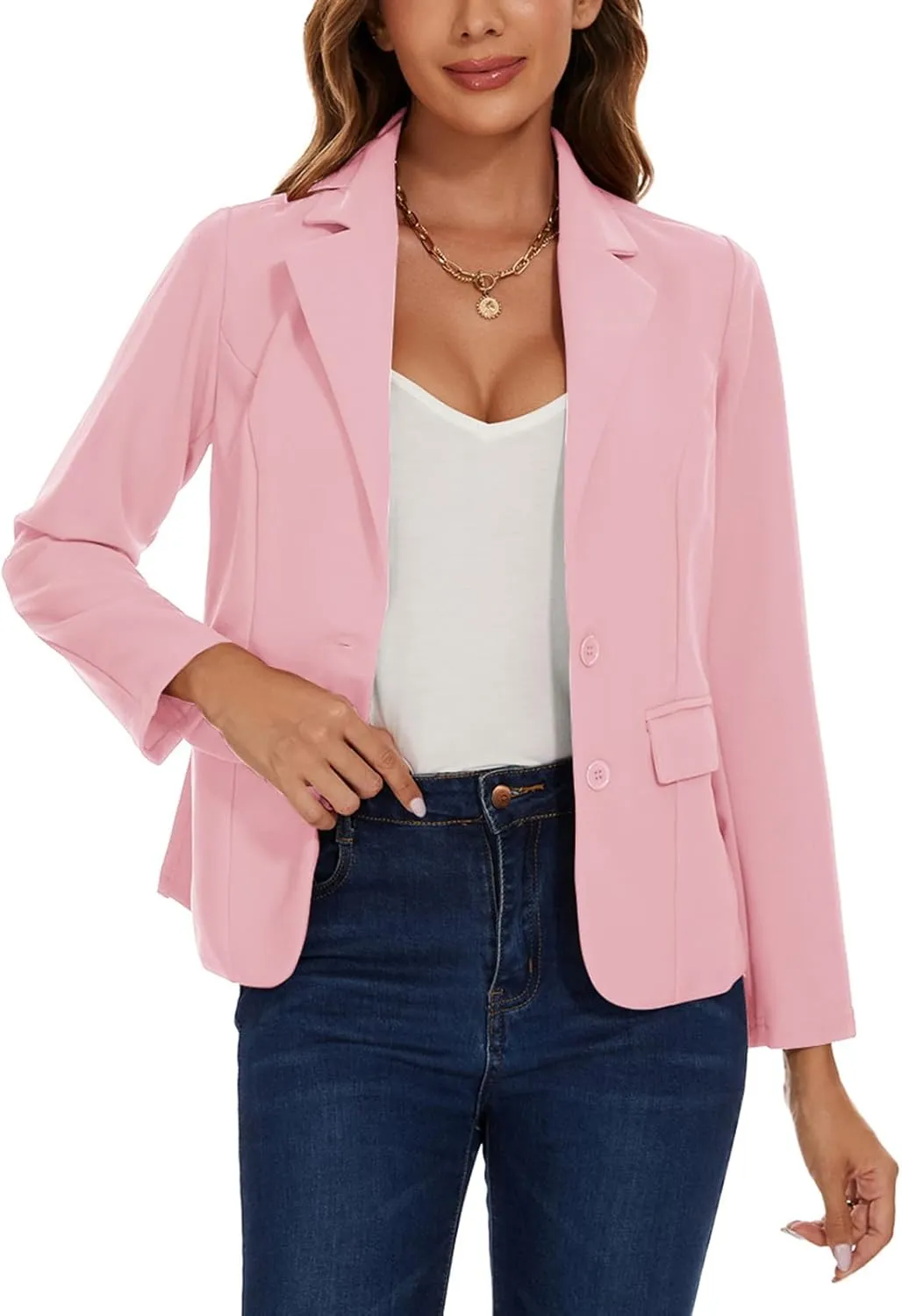 MINTLIMIT Blazers for Women Business Casual Long Sleeve Notched Lapel Button Work Office Blazers Jackets with Pockets