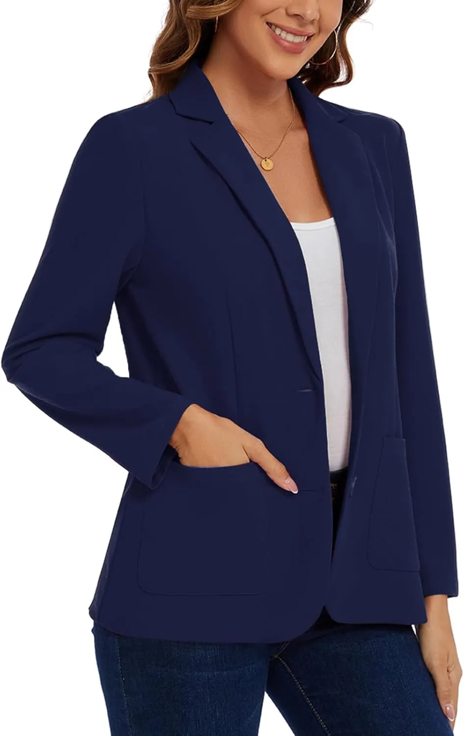 MINTLIMIT Womens Casual Long Sleeve Blazer Button Front Notch Lapel Work Office Business Blazers Jackets with Pockets