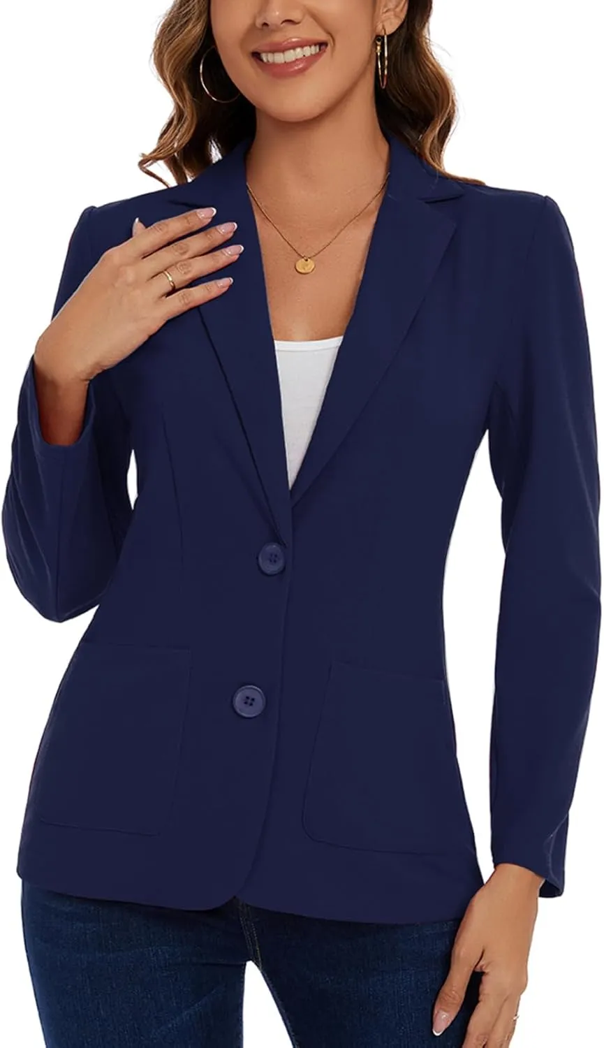 MINTLIMIT Womens Casual Long Sleeve Blazer Button Front Notch Lapel Work Office Business Blazers Jackets with Pockets