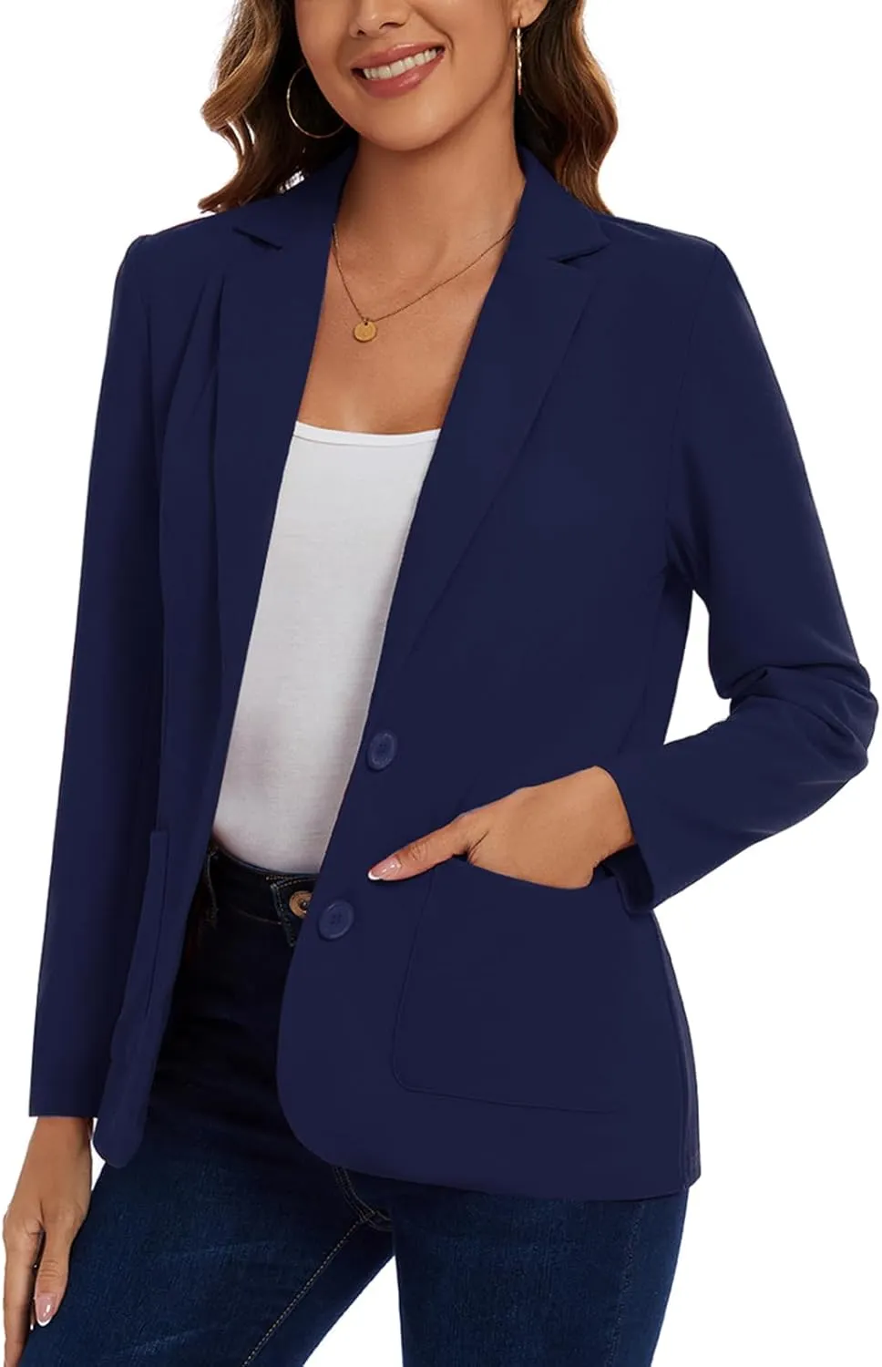 MINTLIMIT Womens Casual Long Sleeve Blazer Button Front Notch Lapel Work Office Business Blazers Jackets with Pockets