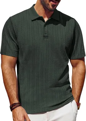 PJ PAUL JONES Mens Polo Shirts Short Sleeve Fashion Textured Polo Shirt Regular Fit Stretchy Golf Shirts